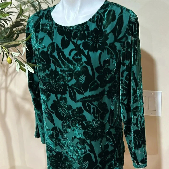 Silk Lore Green Velvet Top - Picture 2 of 4